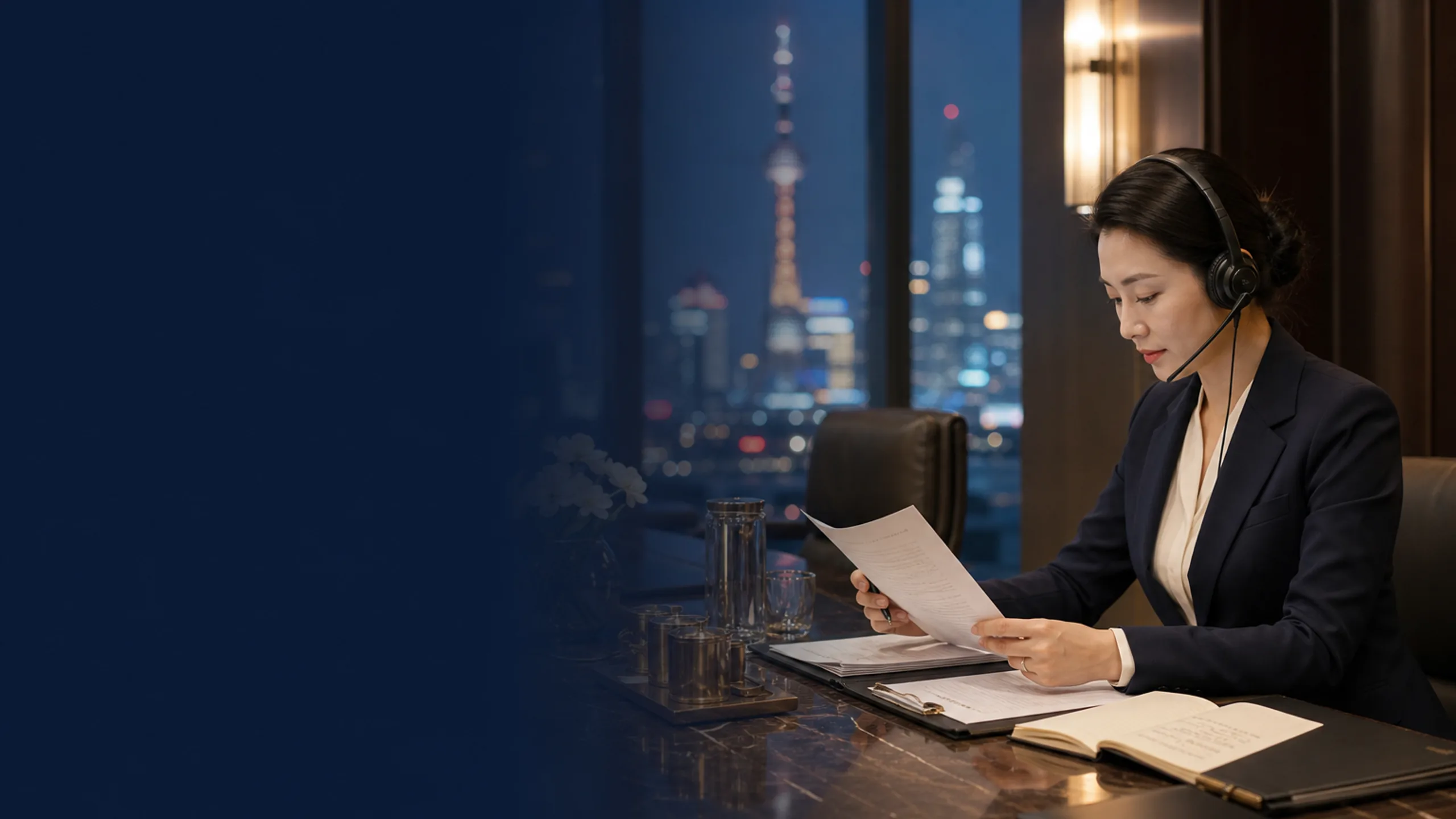 Interpreter preparing for a business meeting