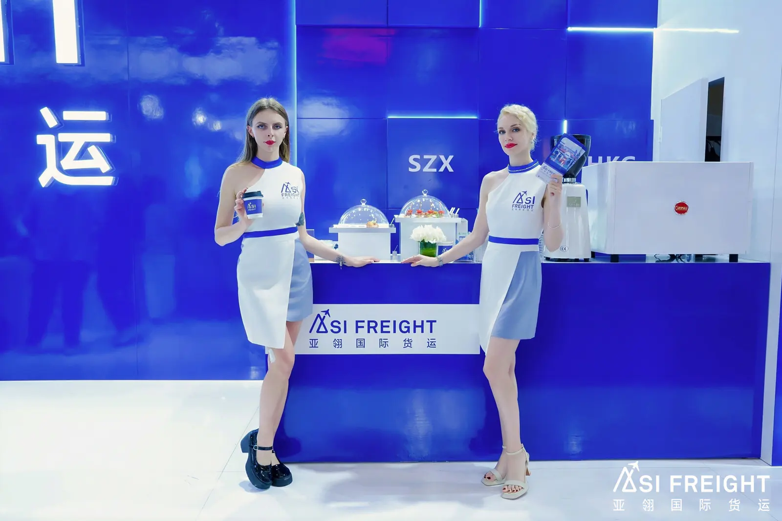 Welcome counter at the ASI Freight stand