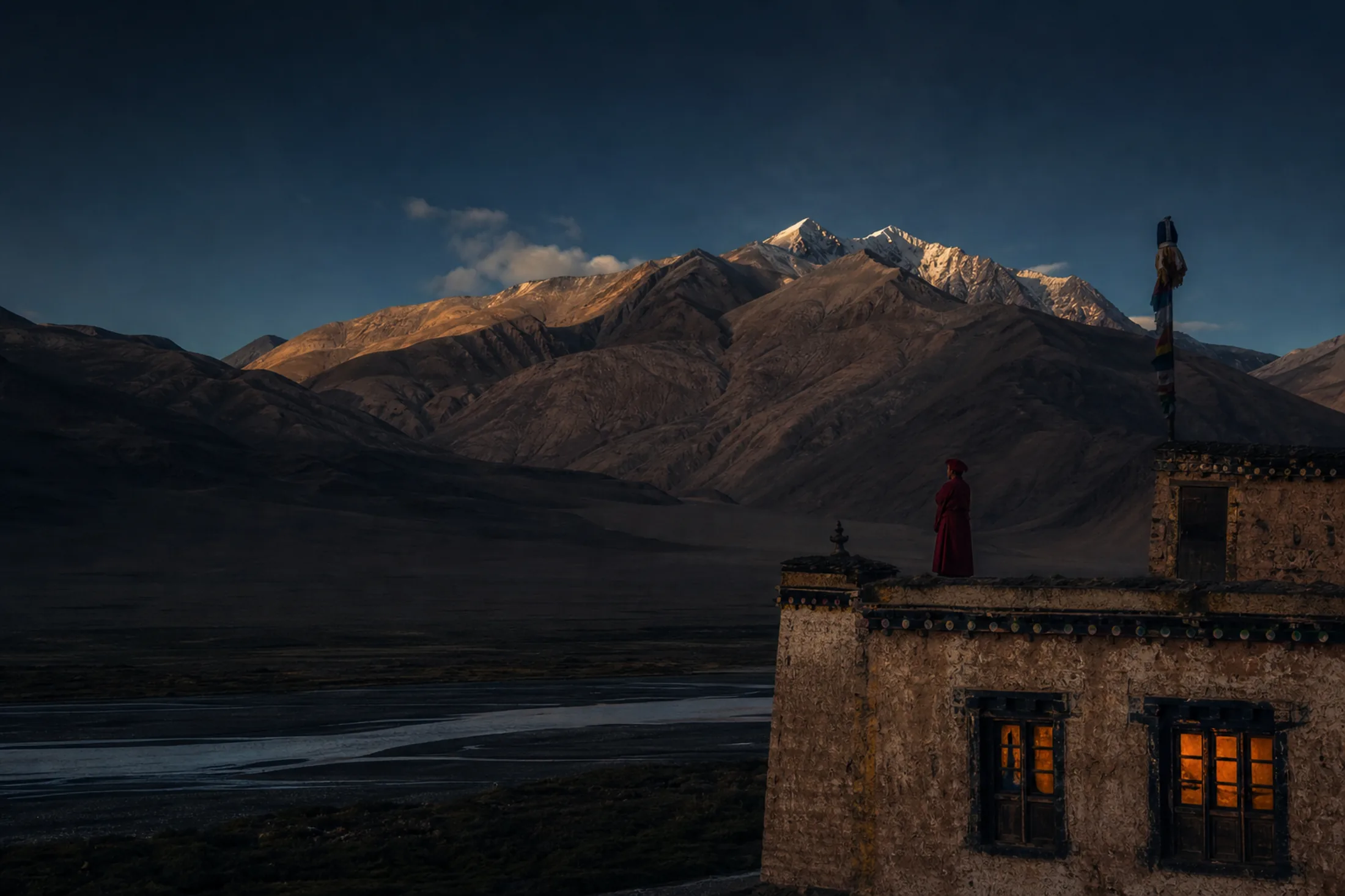Mountain and desert landscape in Xinjiang